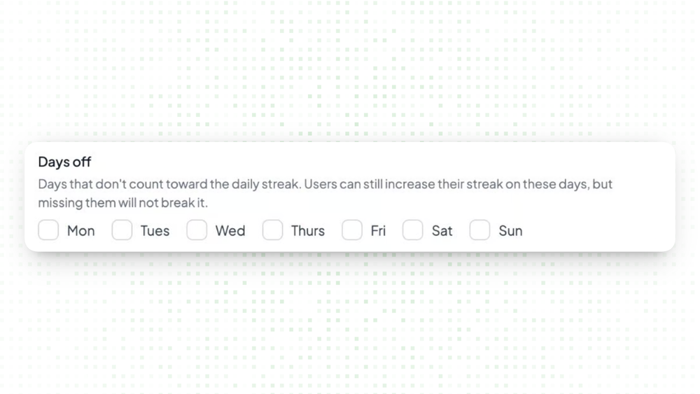 The streak days off feature in Trophy